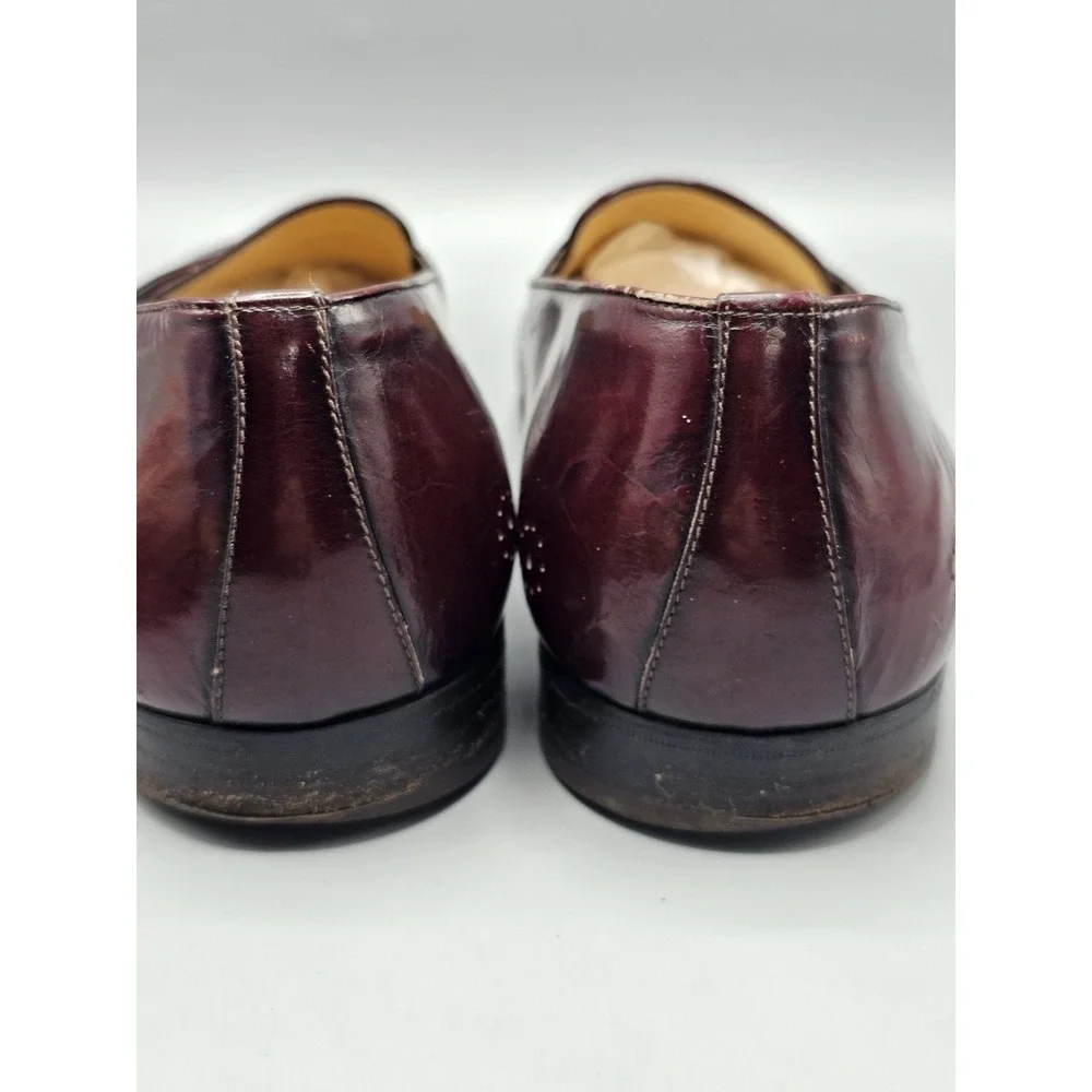 Vintage Salvatore Ferragamo‎ Brogue Slip On Burgundy Loafers Men's 11.5 D Italy